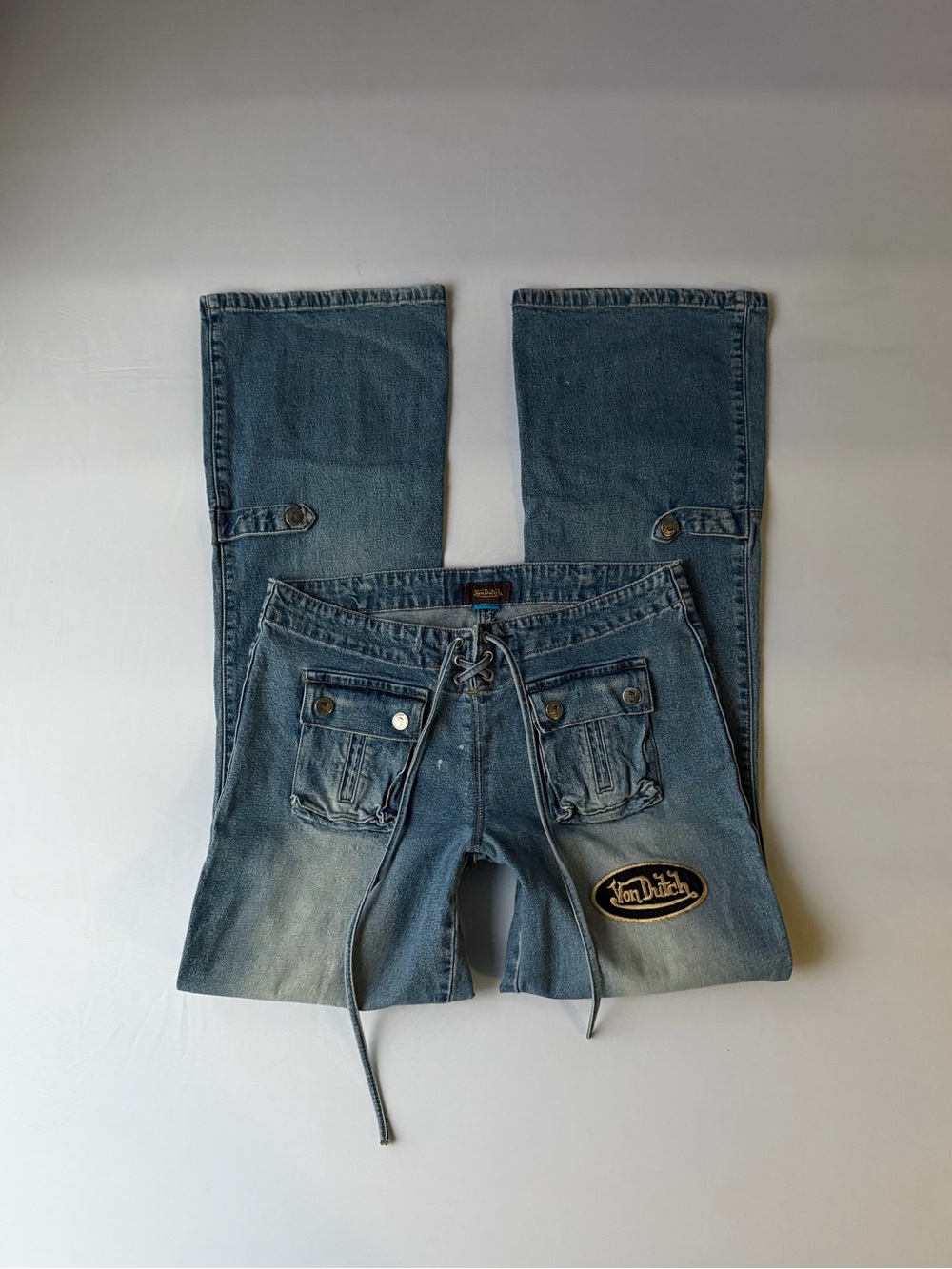 Vintage von dutch flared lace up jeans